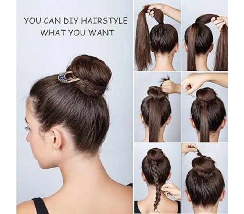 8 Pieces U Shaped French Hair Pins for Styling  Buns for Women and Girls (Cute Patterns)